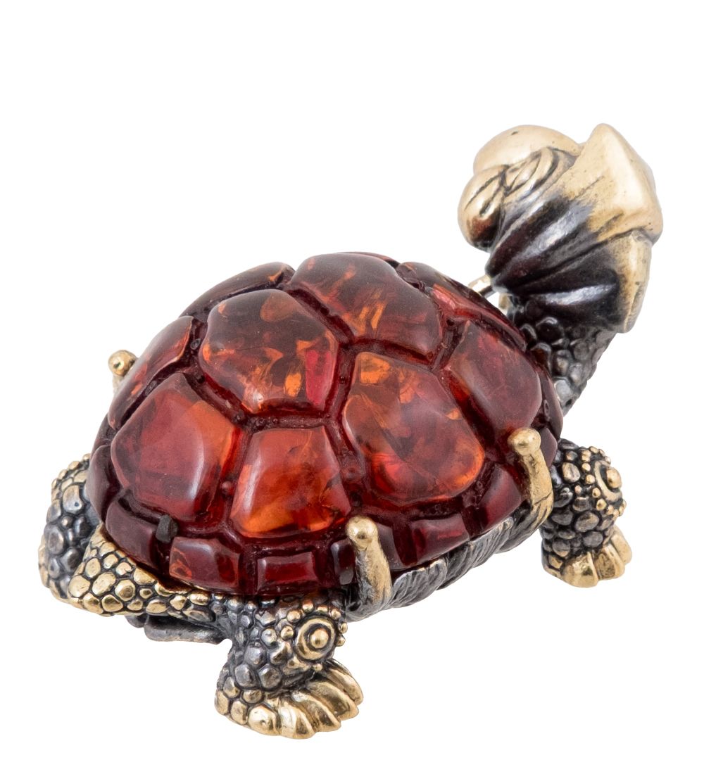 Народные промыслы AM-1359 Фигурка «Черепаха» (латунь, янтарь)