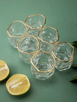 Набор изогнутых шотов, 60 мл, 6 шт. с золотой каймой