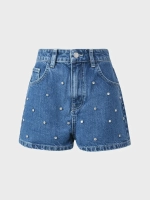 Джинсовые шорты со стразами DAN MARALEX