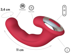 Бордовый вибратор Phoenix с вакуумной стимуляцией клитора - 18 см.