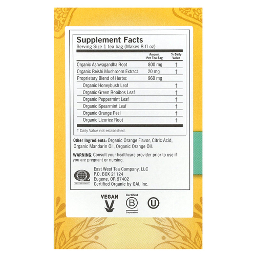 Yogi Tea, Mindfulness™, мандарин и мята, без кофеина, 16 чайных пакетиков, 32 г (1,12 унции)