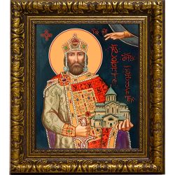 Давид IV Возобновитель (Строитель) Благоверный царь Иверии и Абхазии. Икона на холсте.