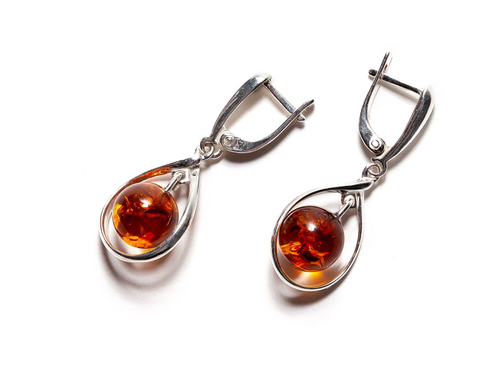 Серьги с натуральным янтарем