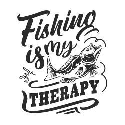 принт Fishing is my therapy черный для белой футболки