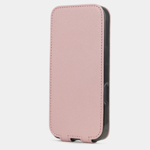 Чехол iPhone 16 Pro натуральная кожа козы, пудрового цвета