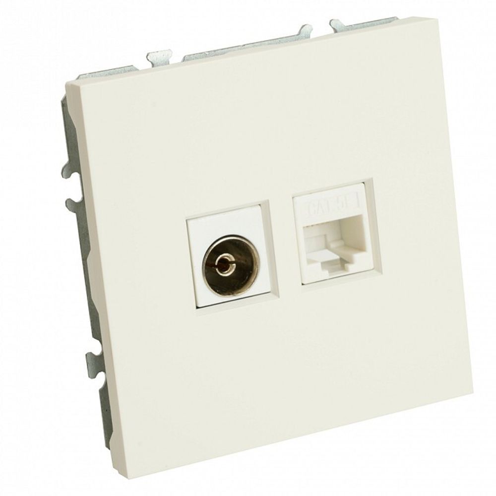 ТВ-розетка и розетка Ethernet RJ-45 без рамки Stekker Эмили 49872