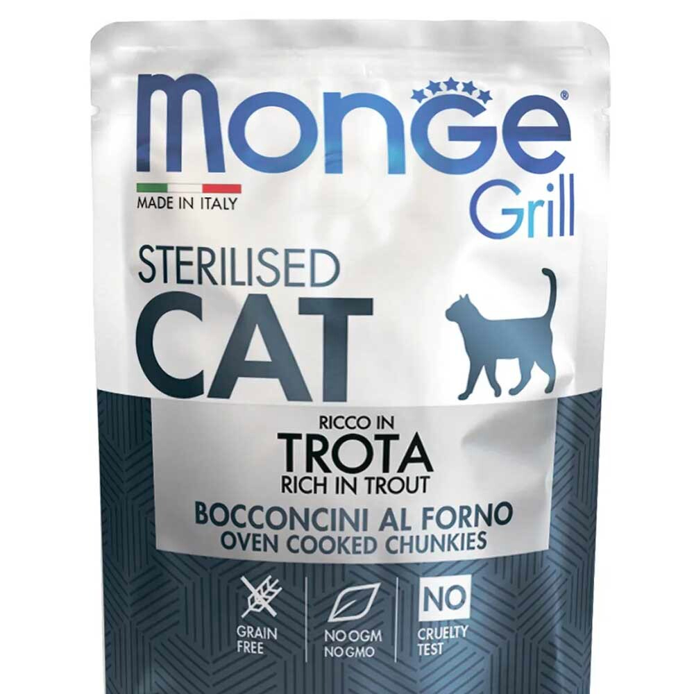 Monge Cat Grill Pouch Sterilised (форель итальянская) 85 г - консервы (пауч) для стерилизованных кошек