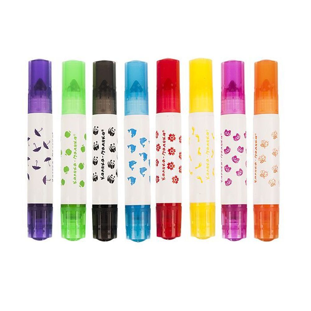 Фломастеры 8 цветов Каляка-Маляка, со штампами
