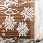 Подвеска «Волшебная снежинка» 11,5 см (набор 3 шт), Белый