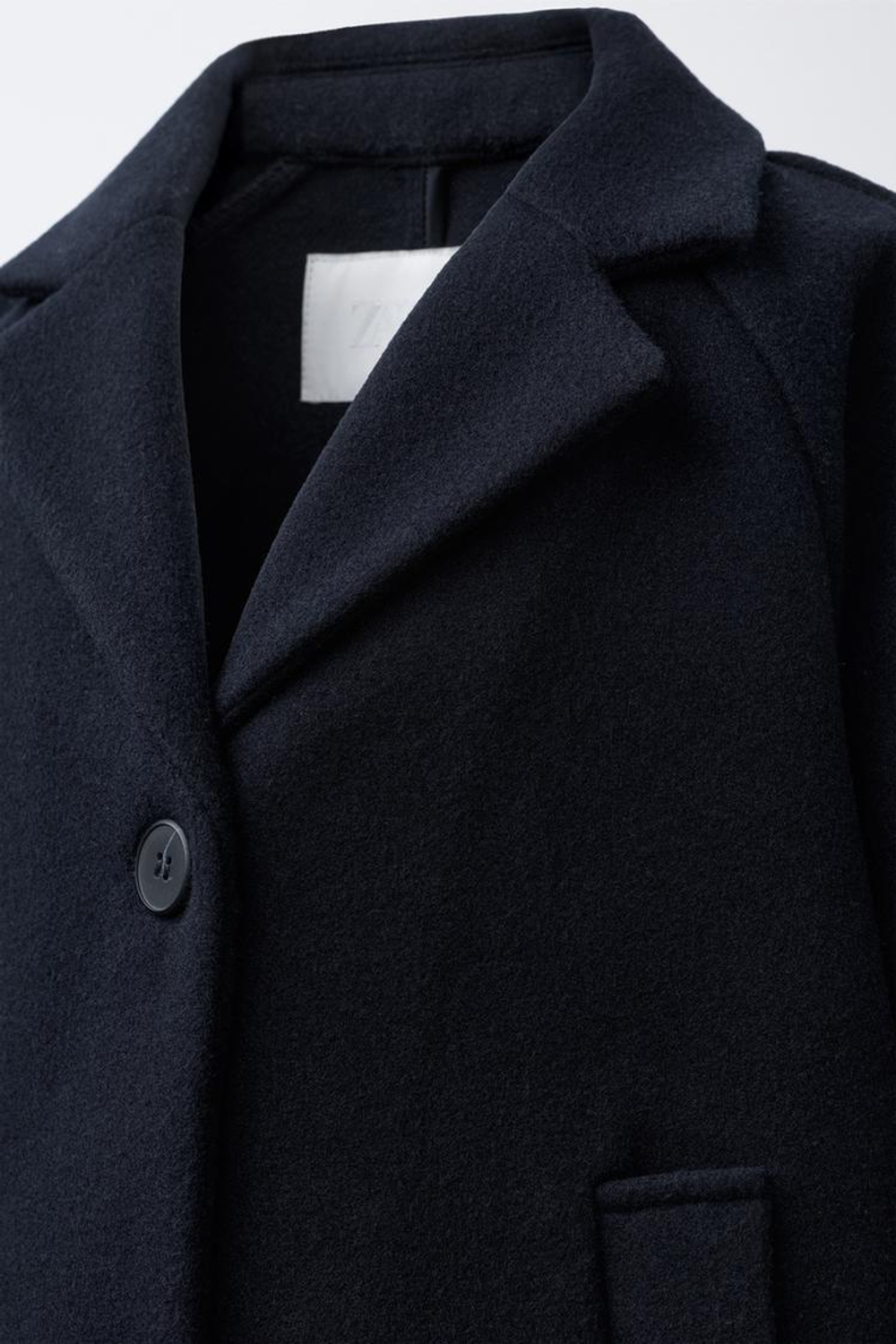 ZARA ПАЛЬТО ИЗ ШЕРСТЯНОЙ ТКАНИ, МОРСКОЙ СИНИЙ