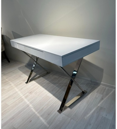Стол-консоль Рокки, 120х55х76 см, белый, серебро