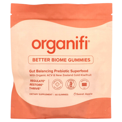 Organifi, Better Biome, жевательные мармеладки, сладкое яблоко, 60 жевательных таблеток