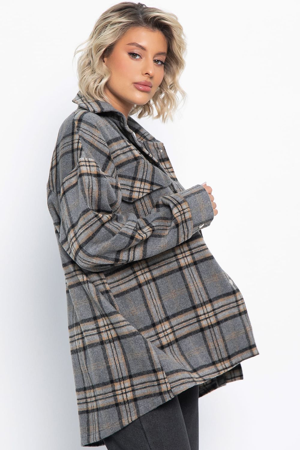 Пальто-рубашка Хармони (серо-бежевая) Б15041-5М LT Collection