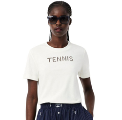Женская теннисная футболка Lacoste Roland-Garros Edition Graphic - white