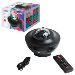 ULI-Q333 6W-RGBW BLACK Светодиодный светильник-проектор с Bluetooth. Проекция Звездное небо. Встроенный MP3 проигрыватель. 2 колонки. USB разъем. Пульт ДУ в-к. Черный. ТМ Volpe