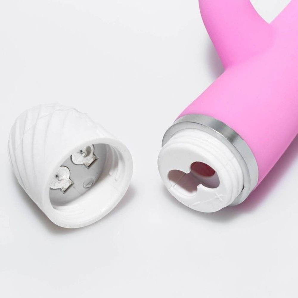 Розовый вибратор с клиторальным стимулятором - 19 см. (Цвет: розовый)