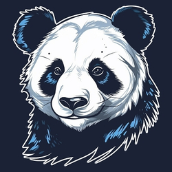 принт PewPewCat Панда на темно-синей футболке