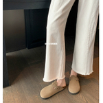 CHRISTINE SHEII Suinyin Birkenstock Shoes Cow Suede Closed Toe Slippers 3cm Women"s Sandy Brown