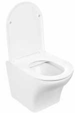 Унитаз подвесной WeltWasser AMBERG 350 + ODENBACH 004 GL-WT + AMBERG RD-WT белый глянцевый, безободковый, с крышкой микролифт, с инсталляцией и белой кнопкой