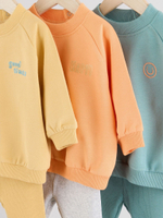 Лонгслив и брюки в комплекте для малышей Next B87-318, 3 шт., Бежевый, Голубой, Оранжевый