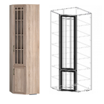 Стеллаж книжный угловой Бруно дуб сонома/дуб сонома правый 350