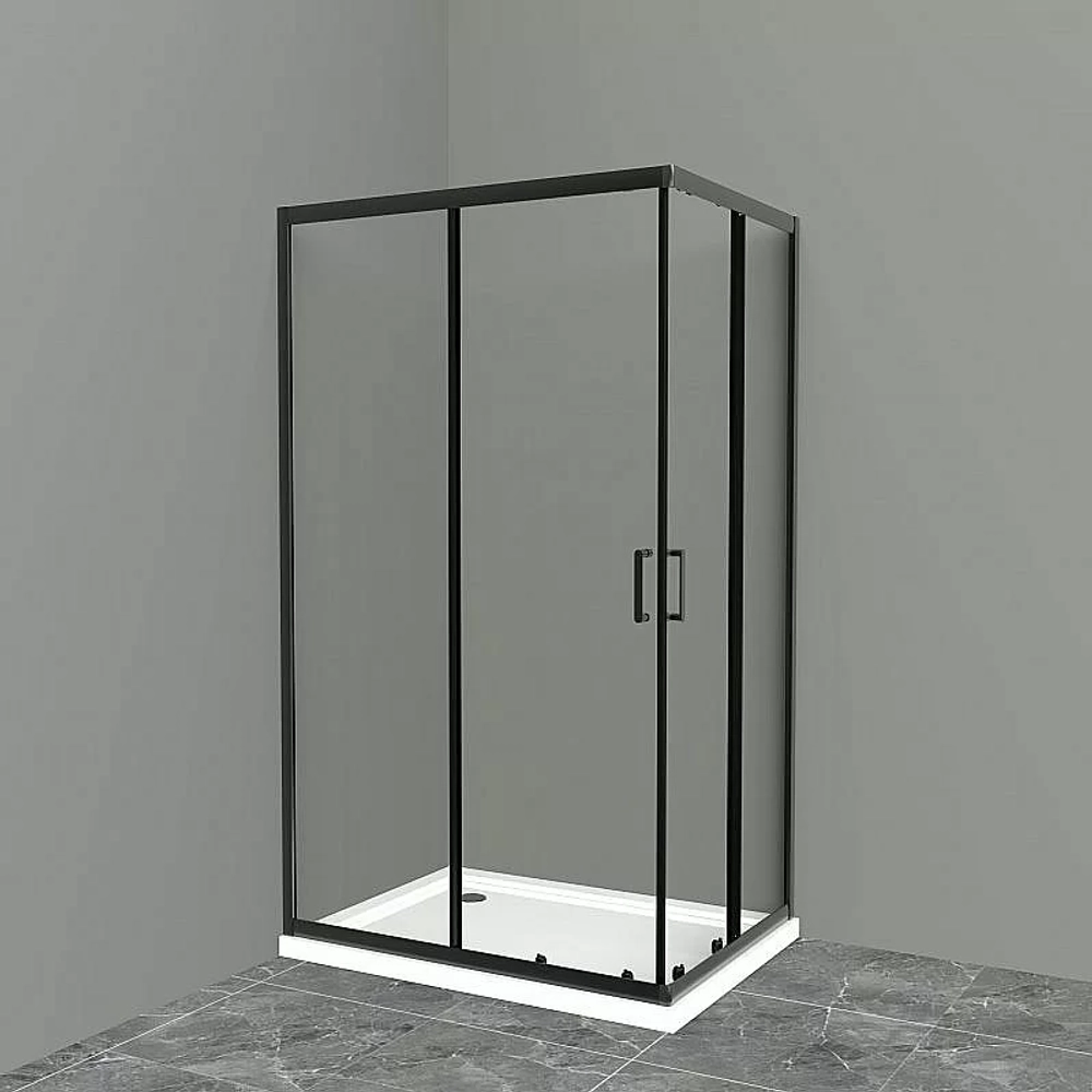 Душевой уголок BelBagno UNO-195-AH-2-120/100-C-NERO 120х100 стекло прозрачное/профиль черный