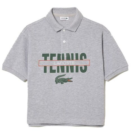 Детская теннисная футболка Lacoste Cotton Pique Print Polo Shirt - grey - Gray