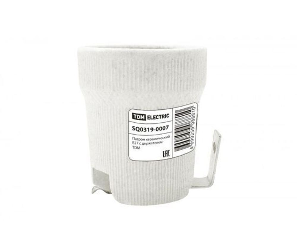 Патрон керамический E27 с держателем TDM
