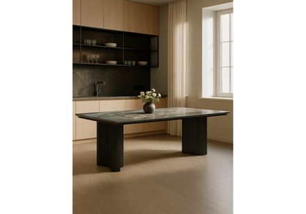 Керамический стол Woodville Мален 240x110 mineral stone baldoser, черный, ножки черные