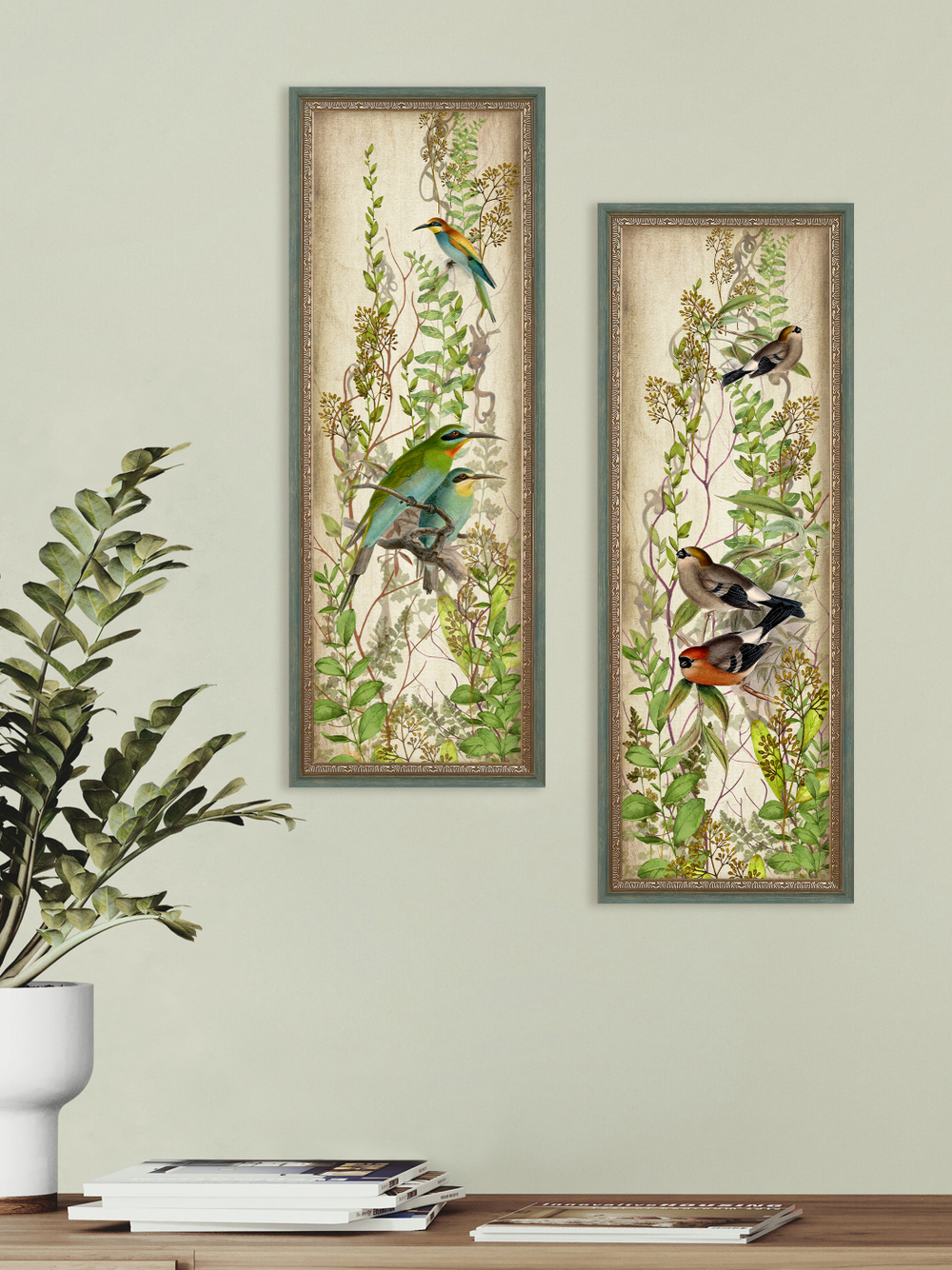 Картины на стену для интерьера в раме набор 2 шт 19*51 см