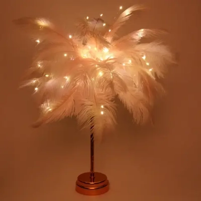 Фигура световая «Волшебное перо» 35 см 80 ламп LED на батарейках, 1 реж, USB питание, Розовый