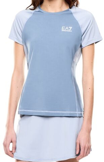 Женская теннисная футболка EA7 Tennis Pro In Ventus7 - blue horizon/zen blue