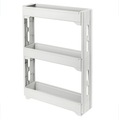 Этажерка Keeplex Regular на колесиках трехсекционная узкая 53,7х13,8х71 см белое облако