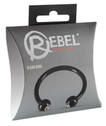 Черное металлическое кольцо под головку со стразами Glans Ring