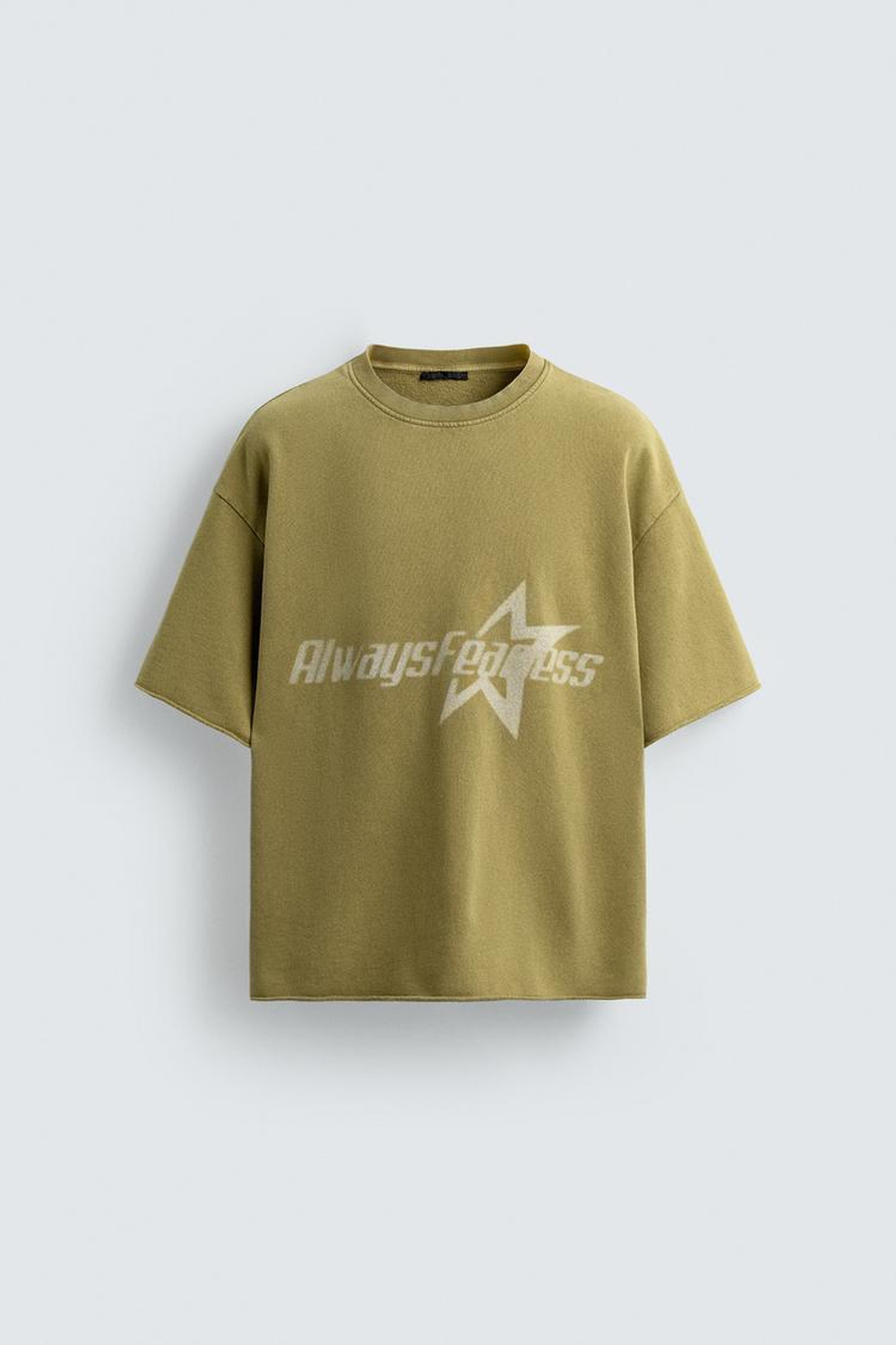 ZARA ТОЛСТОВКА С ЭФФЕКТОМ ПОТЕРТОСТИ И НАДПИСЬЮ, ЗЕЛЕНОВАТО-СИНИЙ