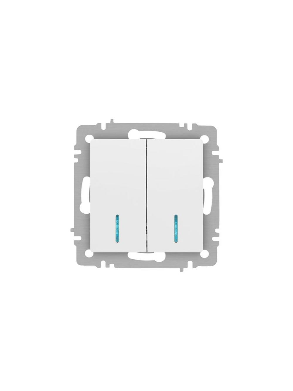 Выключатель 2-кл. СП Accent 6-105-01 10А IP20 250В с подсветкой AL/CU бел. Intro Б0063505