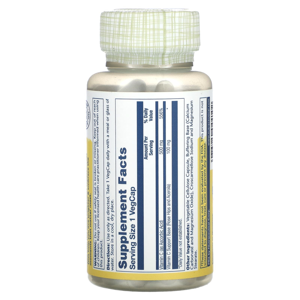 Solaray, Буферизованный витамин C, 100 растительных капсул