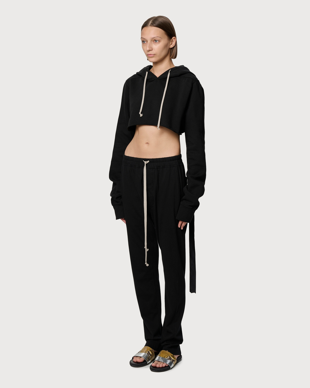 RICK OWENS DRKSHDW ХУДИ ЧЕРНАЯ ЖЕНСКАЯ УКОРОЧЕННАЯ