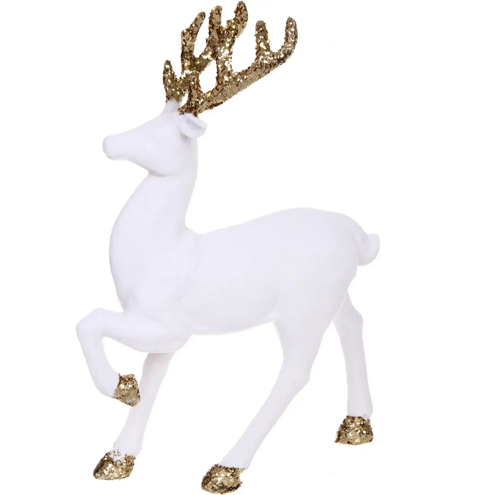 Фигурка новогодняя «Благородный олень» 21*8*31 см, Белый/золото