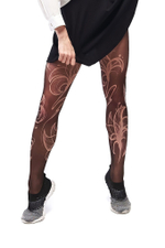 Бежево-черные колготки с рисунком в виде завитков (Размер: S-M-L) (Цвет: бежевый)