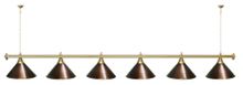 Лампа STARTBILLIARDS 6 пл. (плафоны зеленые матовые,штанга медь,фурнитура золото)