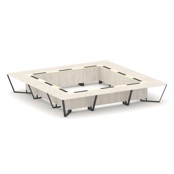 Steel Meet Стол переговорный квадратный KMK-PR.B.SP-24K Денвер Светлый/Ваниль Глянец/Металл Антрацит