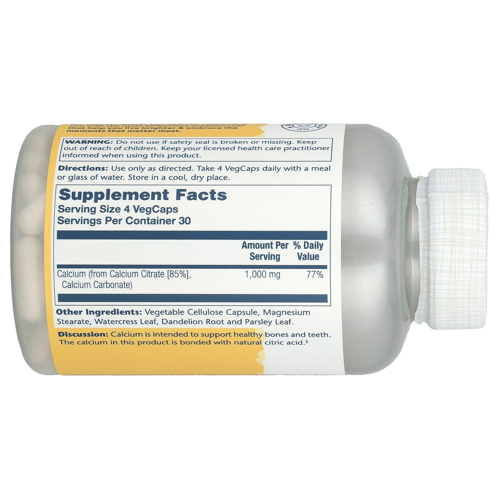 Solaray, цитрат кальция, 120 капсул VegCap (250 мг в 1 капсуле)