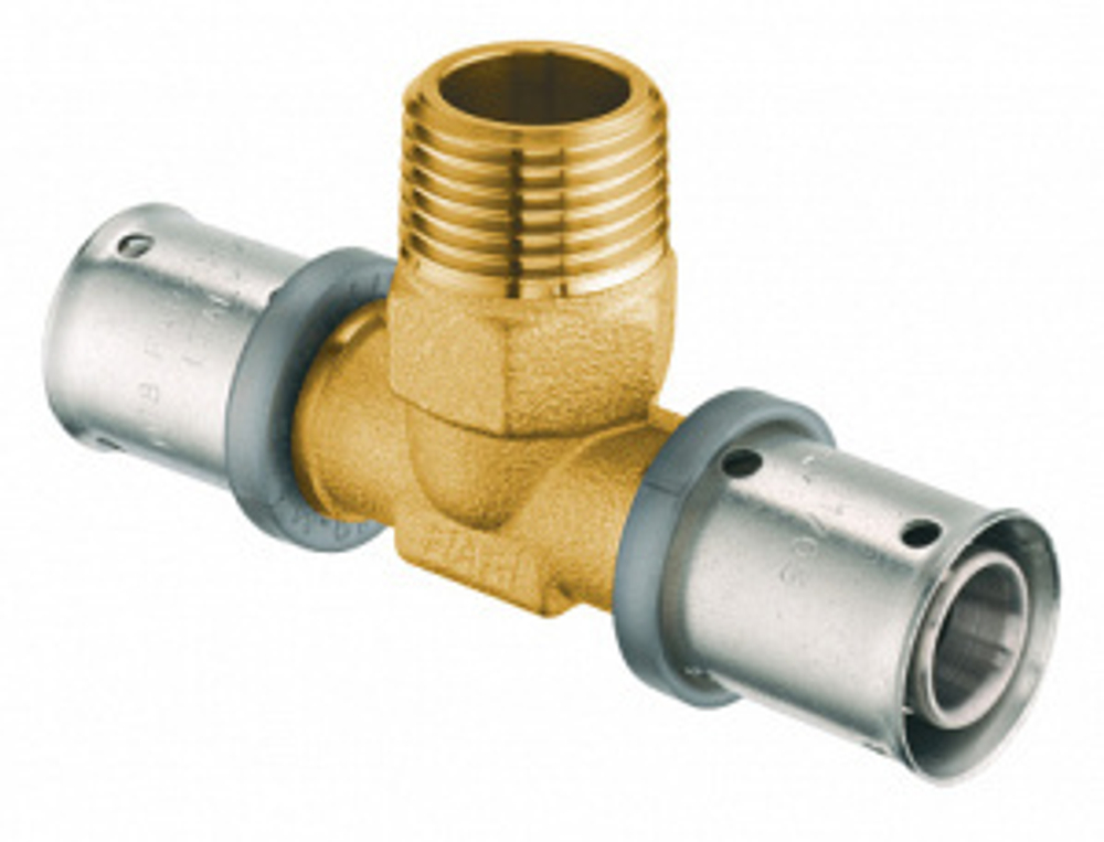 Пресс-тройник 26х3-3/4"(НР)-26х3, латунь (аналог 59132601) FAR