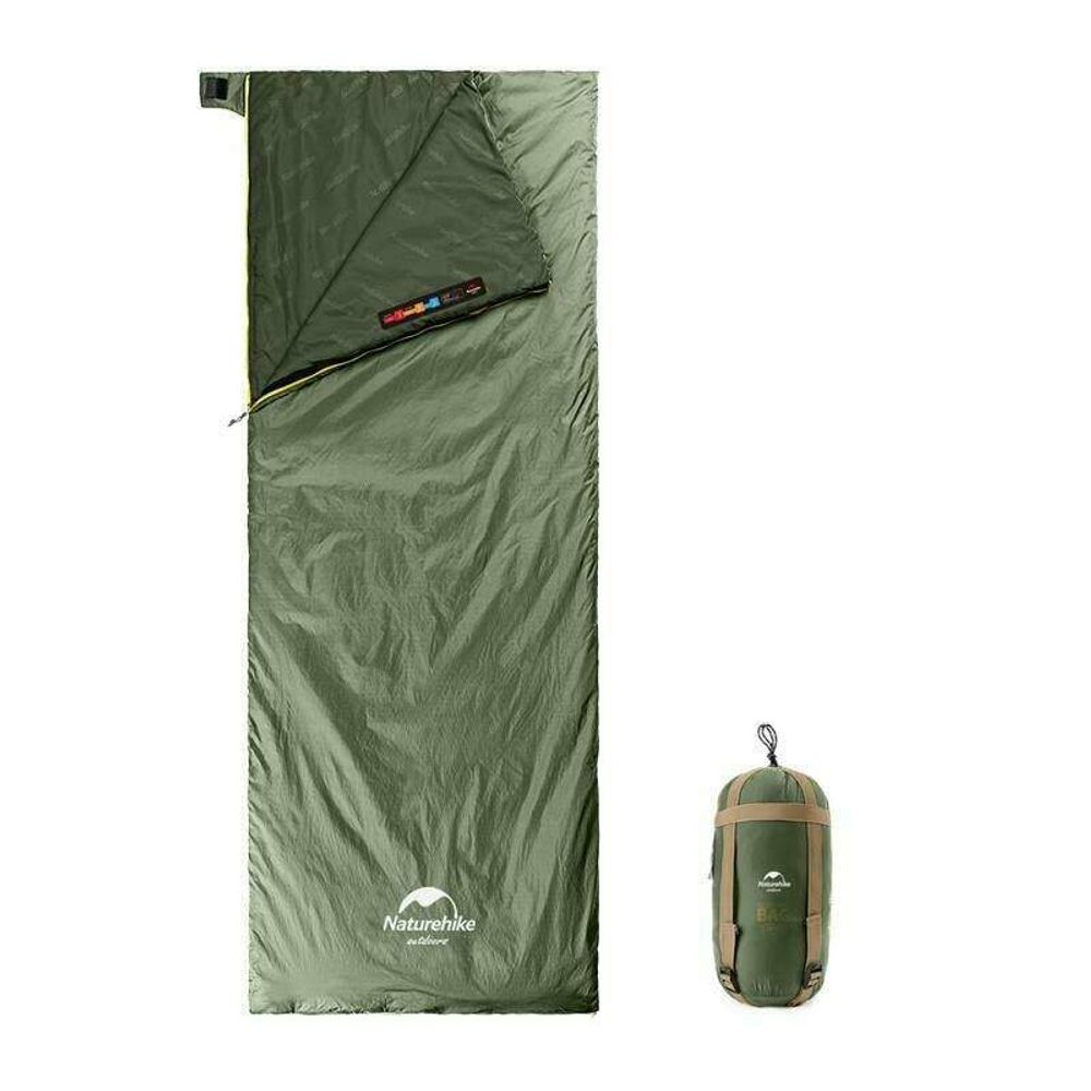 Мешок спальный Naturehike NH21MSD09 мини LW180, размер M, зеленый, молния слева, 6927595777930L