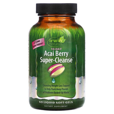 Суперфуды Irwin Naturals, Суперочищающее средство с ягодами асаи, 60 мягких таблеток