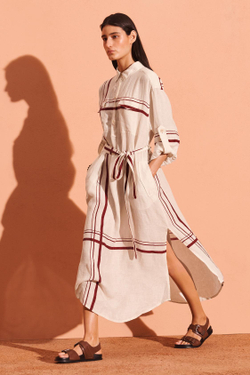 ZARA ПЛАТЬЕ-РУБАШКА, ЭКРЮ/КРАСНЫЙ