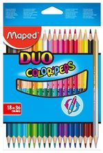 Карандаши двусторонние MAPED (Франция) "Color'Peps Duo", 18 штук, 36 цветов, трехгранные, 829601
