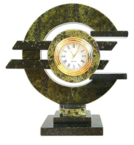 Настольные часы "Евро", камень змеевик 135х65х140 мм 500 гр. R113073