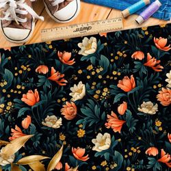 Ткань премиум бифлекс ночные цветочные фантазии